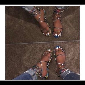 Strappy Snakeskin Sandals